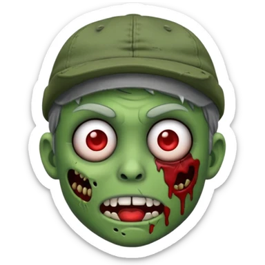 Create a zombie emoji with a cap sticker
