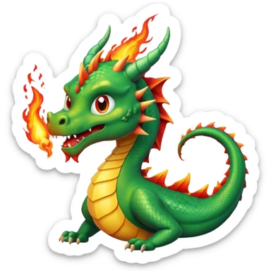 The dragon is breathing fire. sticker