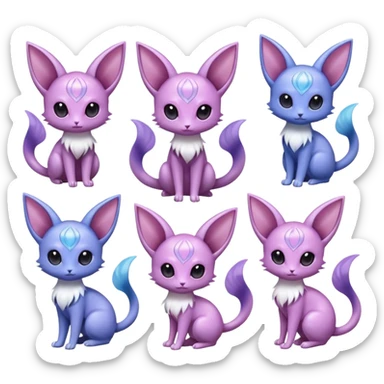 Shiny Glossy Smooth Soft Silky Cute Espeon-Mew-Amaura-Delcatty-Pachirisu-fusion sticker