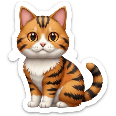 full body torbie cat with small head and short but chubby body sticker
