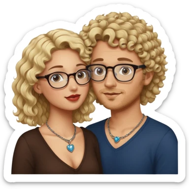 Blonde curly Swedish guy with glasses kissing Turkish girl sticker