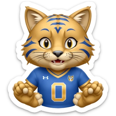 Roary the Wildcat, a friendly wildcat mascot with a big smile, blue and gold colors sticker