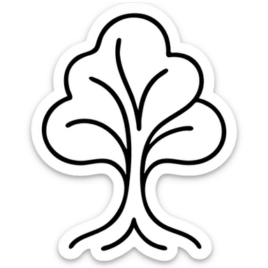 Elegant tree silhouette with flowing lines, corporate environmental responsibility symbol, refined and professional sticker