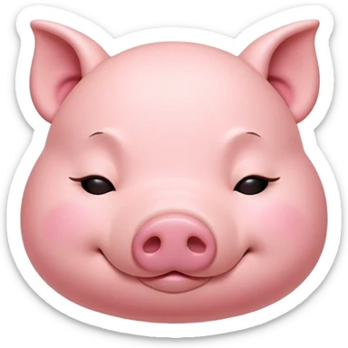 Meme-Worthy Cute Sleeping Pig Portrait Emoji, Head resting peacefully with a contented smile, showcasing a delightfully stout build and a luxuriously soft rosy-pink hide, eyes shut in a serene, restful nap, Simplified yet hilariously adorable features, highly detailed, glowing with a soft, drowsy light, high shine, relaxed and utterly lovable, stylized with an air of playful laziness, bright and heartwarming, soft glowing outline, capturing the essence of a comically sleepy pig, so meme-worthy it feels like it could instantly become the next viral sensation of adorable slumber! sticker