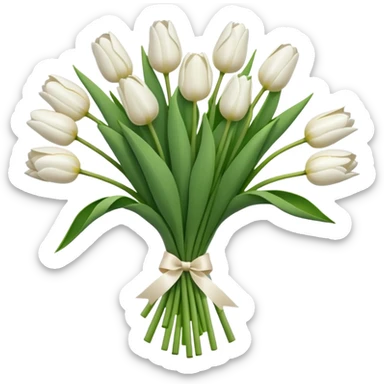 White tulips bouquet sticker