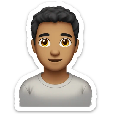 A 23 year old, South Asian man, with short black hair,   with brown eyes wearing a t-shirt. sticker