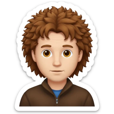 Make a white guy with brown fluffy hair sticker