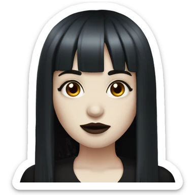 goth girl that has white skin and Long Dark red hair and fringe bangs sticker