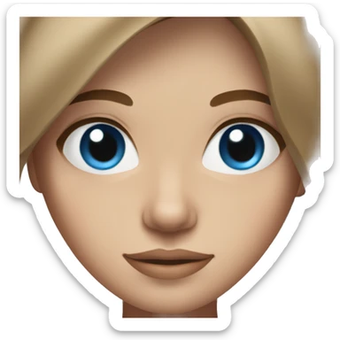 girl with blue eyes, medium length brown hair sticker