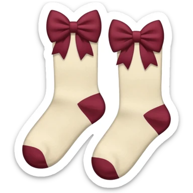 aesthetic beige socks with burgundy bows sticker