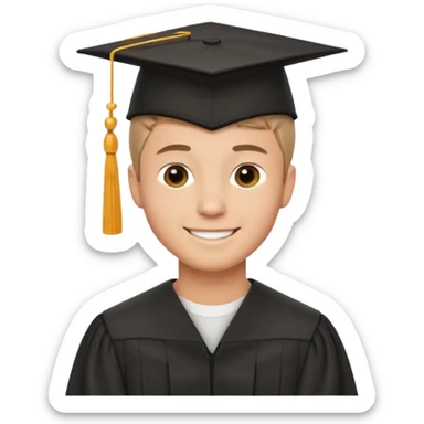 Graduated Students, Male, proudly, short hair, wearing graduation cap sticker