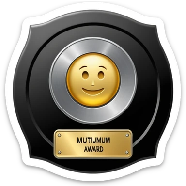 A dark metal platinum music award plaque sticker