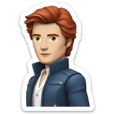 Alain delon sleek space outfit blue eyes red hair full body sticker