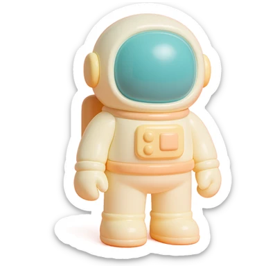 astronaut in classic white suit, standing pose sticker