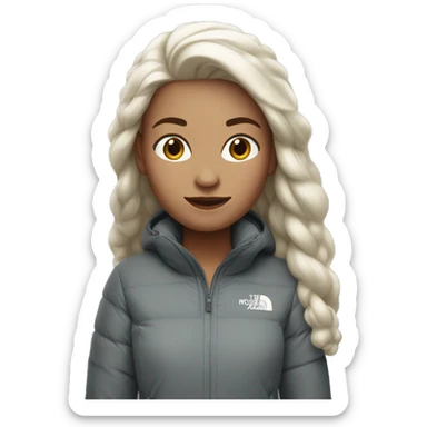 White burgundy haired Girl wearing long northface  sticker