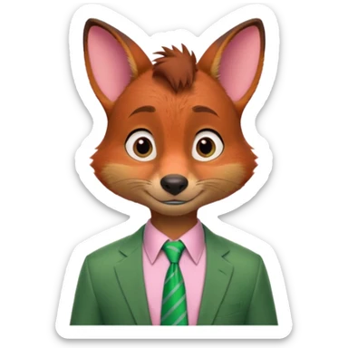 Nick Wilde (pink shirt, green tie, no suit) from the Zootopia Disney movie sticker
