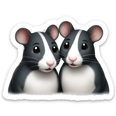 Two black and white rats sticker