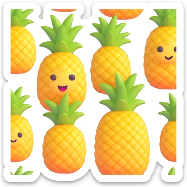 sweet and vivid pineapple icon, 3D emoji style sticker