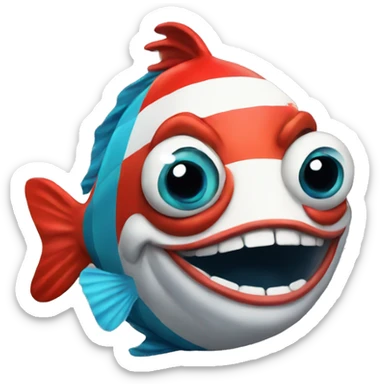 A cartoon fish dressed like a clown sticker