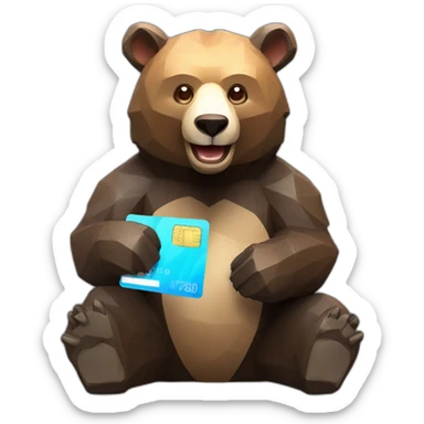 Happy Lowpoly black bear with credit card sticker