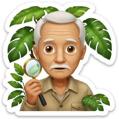an old with jungle and magnifying glass sticker