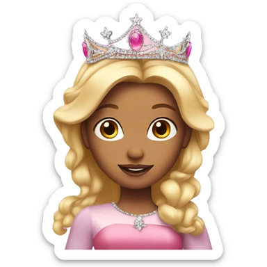 princess with blonde & pink hair with sparkling pink tiara sticker