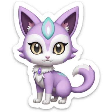Smooth Soft Dark Pastel Meloetta-Purrloin-Gatomon-Trico-Pokémon-Digimon-Fakémon-fusion-hybrid-creature sticker
