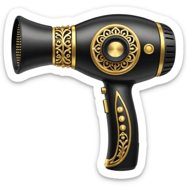 black blow dryer covered in jewelry sticker