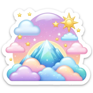 Pastel divine celestial glistening glossy shiny glittery scenery  sticker