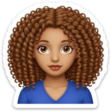 Beautiful Haitian and Puerto Rican girl with light brown skin and medium length curly very curly hair and beautiful hazel eyes sticker