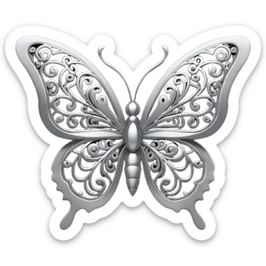 Black and silver filigree butterfly, 3D, extremely detailed design sticker