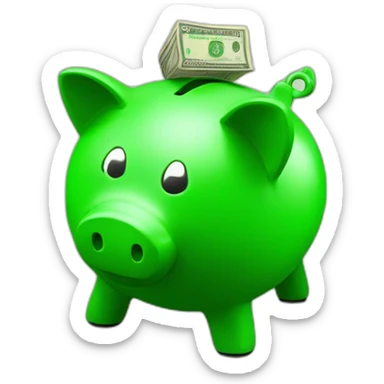 green piggybank sitting on money  sticker