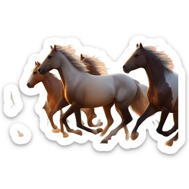 Wild Horse Herd Running at sunset  sticker