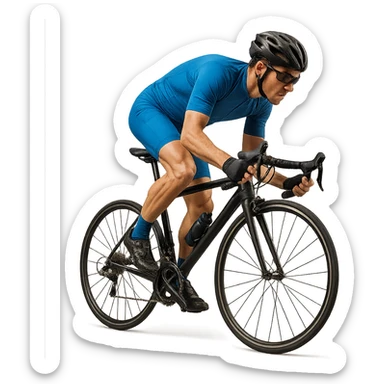 cyclist in blue outfit, dynamic pose sticker