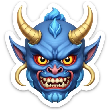 blue oni with black eye ball and gold iris sticker