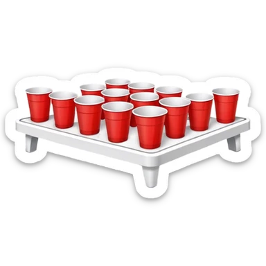 beer pong with a few cups and ping pong ball sticker