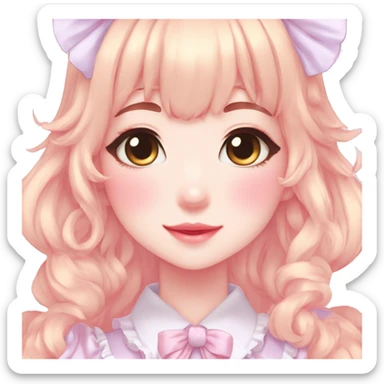 Shiny Blushing Cute Kawaii Beautiful Pastel Lolita Anime Catgirl Trending Style Cottagecore Pastelcore  full body sticker
