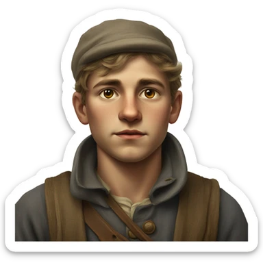 young peasant men during the 1917 revolution in Russia photorealistic serious sticker