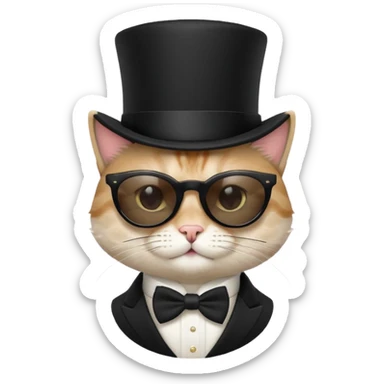 Cat with sunglasses and a top hat sticker