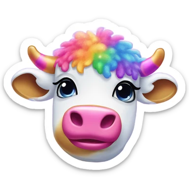Lisa frank glitter rainbow fluffy cow sticker