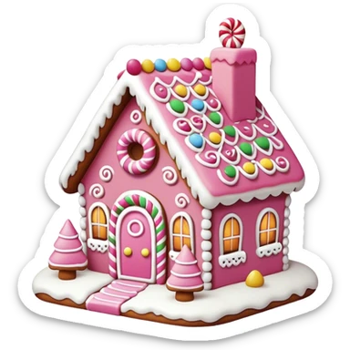 A pink gingerbread house sticker