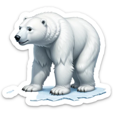cinematic-polar-bear-realistic-full-body-standing-emoji,-massive-snowy-white-frame-lumbering-across-the-icy-tundra,-powerful-paws-pressing-into-the-frozen-ground,-head-tilted-dramatically,-thick-fur-dusted-with-ice-crystals,-simplified-yet-realistic-focused-features,-highly-detailed,-glowing-with-an-almost-sarcastic-glow

 sticker