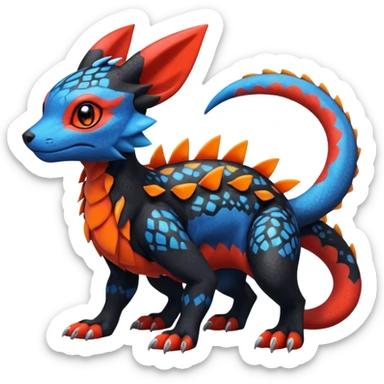 Cute Exotic Colorful Guilmon-Salandit-Umbreon-Fakémon-hybrid-creature (full body)  sticker