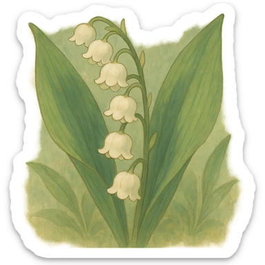 lily of the valley flower, natural colors, soft, fairy-like atmosphere, no background, square size sticker