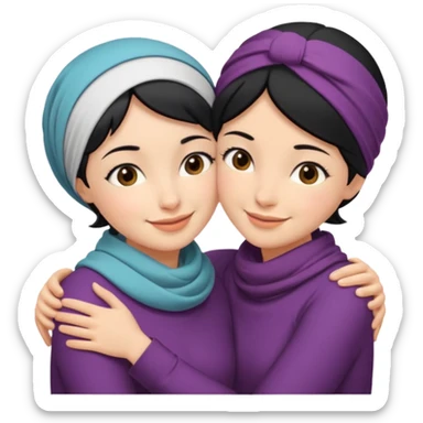 2beste freunde eine hat kurtze schwartze haere bis schultern land und die andere tract eine rose  kopftuch und die augen von beide mädchen sind brain und die lächeln und umarmen die sticker