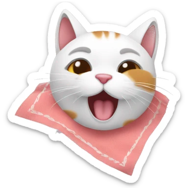 cat sneezes into a handkerchief sticker