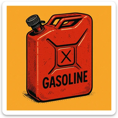 Сгенерируй мне канистру бензина  на однородном фоне в стиле чуть чуть  комикса  sticker