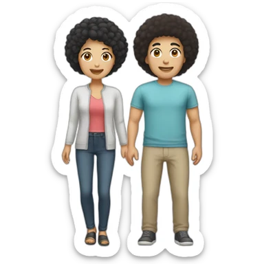 couple asian woman and man with afro sticker