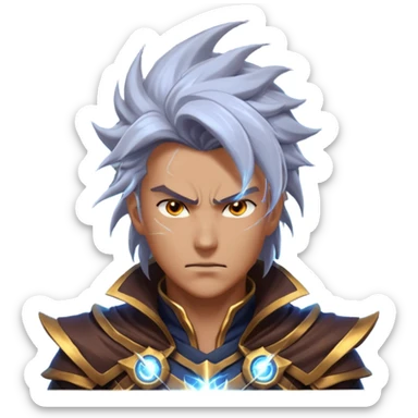 storm rider portrait, head and shoulders only, wind-swept hair, crackling lightning aura, storm clouds swirling behind, intense glowing eyes, epic fantasy vibe, 3D cartoon, mobile game icon style, clean background, no text, no watermark
 sticker