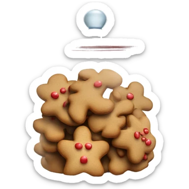 Realistic glass cookie jar with light red lid full of gingerbread cookies isolated.  sticker